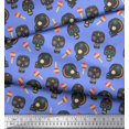 thumbnail image 2 of Soimoi Blue Cotton Voile Fabric Lollipop & Tribal Skull Printed Fabric 1 Yard 42 Inch Wide, 2 of 3