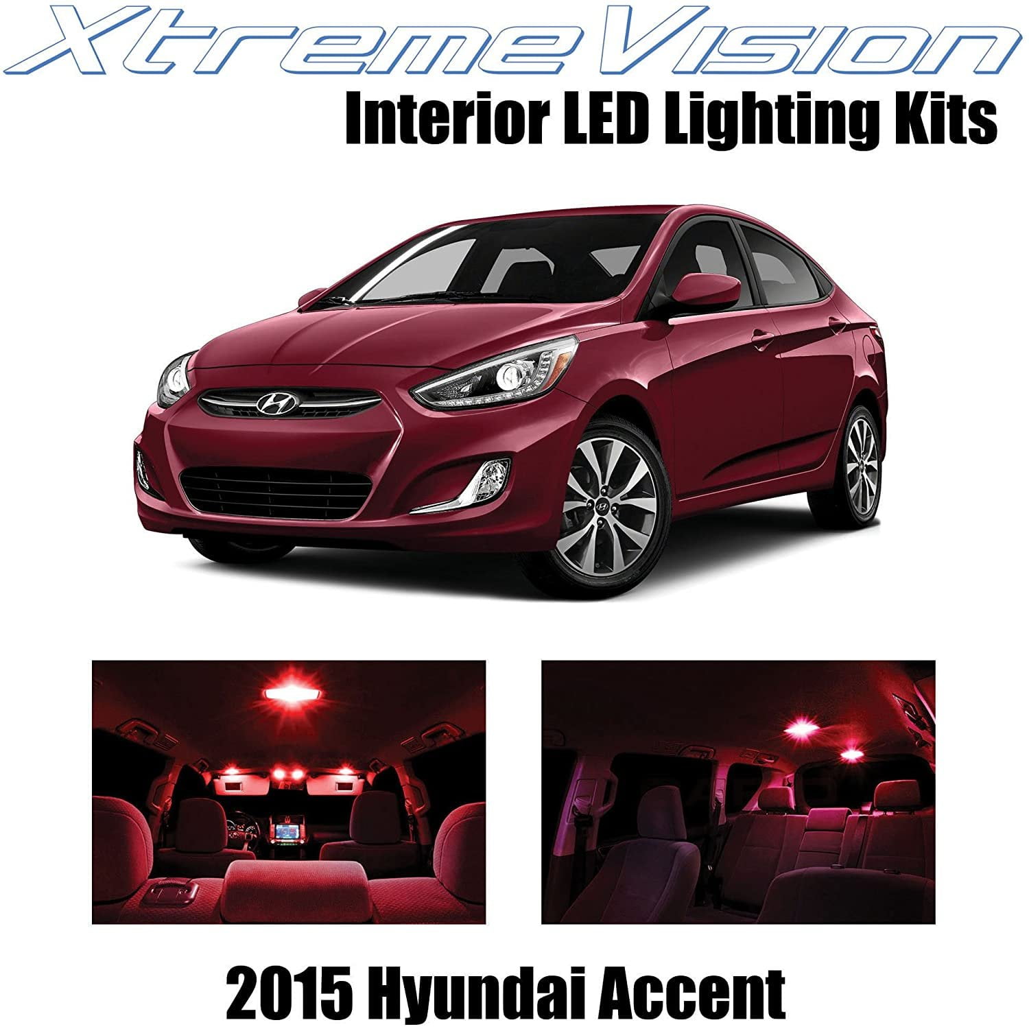 XtremeVision Interior LED Kit For Hyundai Accent 2015+ - 6 Piece Red LED Bulbs With Installation Tool