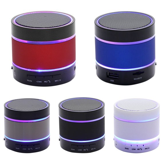 7 Colors LED Light Bluetooth Speaker Wireless speaker LED Portable Surround bluetooth speaker Stereo Sound Waterproof Speaker, Red