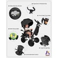 thumbnail image 5 of KRIDDO Cochecito triciclo plegable 8 en 1 para niños de 18 meses a 5 años, cinturón de seguridad de 5 puntos, pedal de freno de 1 paso, toldo extendido, reposapiés triple, ventana retrovisora ​​de seg, 5 of 5