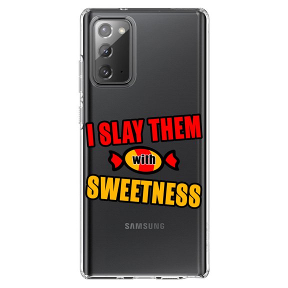 DistinctInk Clear Shockproof Hybrid Case for Galaxy Note 20 ULTRA (6.9" Screen) - TPU Bumper Acrylic Back Tempered Glass Screen Protector - I Slay Them With Sweetness