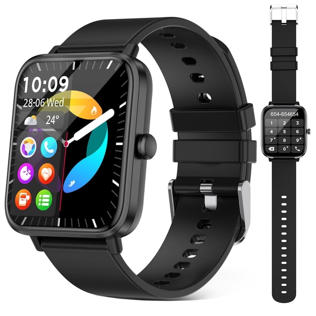 Reloj inteligente FTTMWTAG, monitor de actividad física impermeable de 1,85 pulgadas, negro