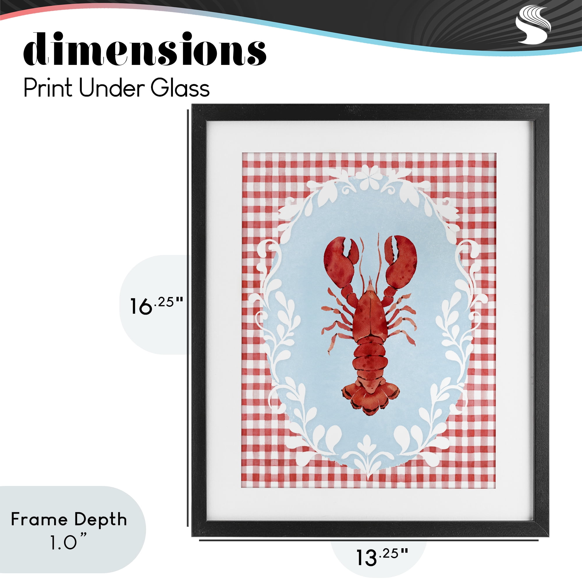 Stupell Industries Lobster with Red Plaid Black Framed Print Under Glass, design by Heather Lee Chan
