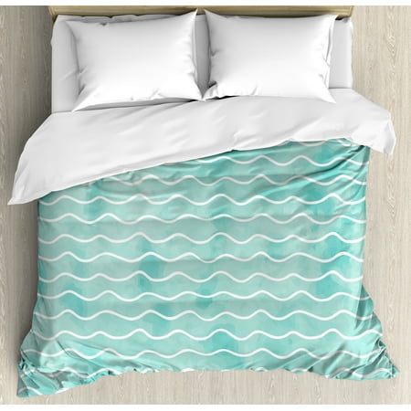Nautical King Size Duvet Cover Set Soft Pastel Colored Ocean Sea Nautical King Size Duvet Cover Set Soft Pastel Colored Ocean Sea Waves Pattern Summer Vibes