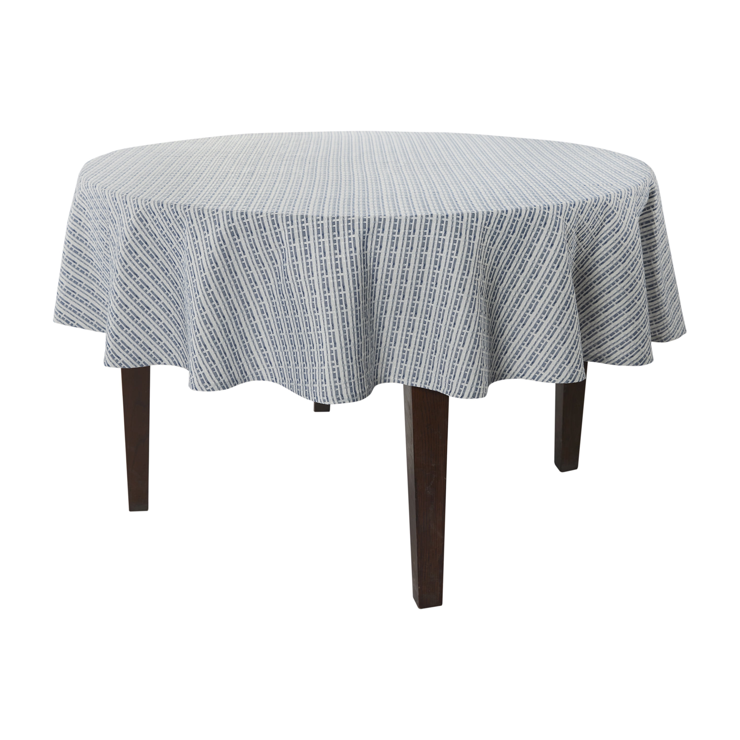 Mainstays Blue Plaid 70-Inch Round Tablecloth in Cotton Polyester Blend