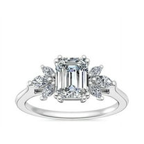 0.80 Carat Excellent Emerald Cut Real Diamond New Design Solitaire Ring for Wedding and Engagement Solid 14K White Gold Size 11
