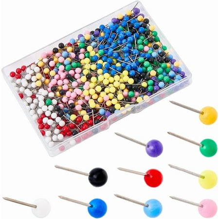 600Pcs 10 Colors Map Marking Push Pins Colored Fabric Pins 0.55 Inch Sewing Straight Tacks Needles for Maps Clothing Fabric Stationary Colorful