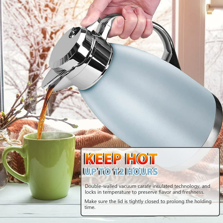 SSAWCasa Coffee Thermos, 61oz Insulated Carafe, Stainless Steel Thermal  Flask, Keeps Hot 12hrs, Cold 24hrs, Light Blue - Walmart.com