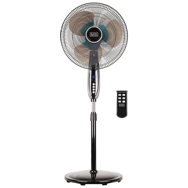 Ventilador de Pie Oscilante BLACK+DECKER de 3 Velocidades con Doble Hoja 16' BFSD116B Negro