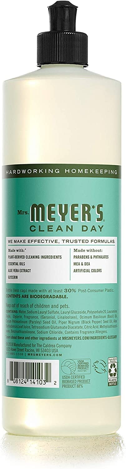 Mrs. Meyer's Liquid Dish Soap Variety, 1 Lemon Verbena, 1 Basil, 1 Honeysuckle, 1 CT