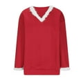 thumbnail image 6 of Oversized Waffle Knit Sweaters for Women Long Sleeve V Neck Pullover Top Winter Casual Loose Solid Color Blouses (Red S), 6 of 6