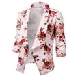 thumbnail image 2 of Doublju Women's Ruched 3/4 Sleeve Open Front Blazer Jacket with Plus Size, 2 of 4