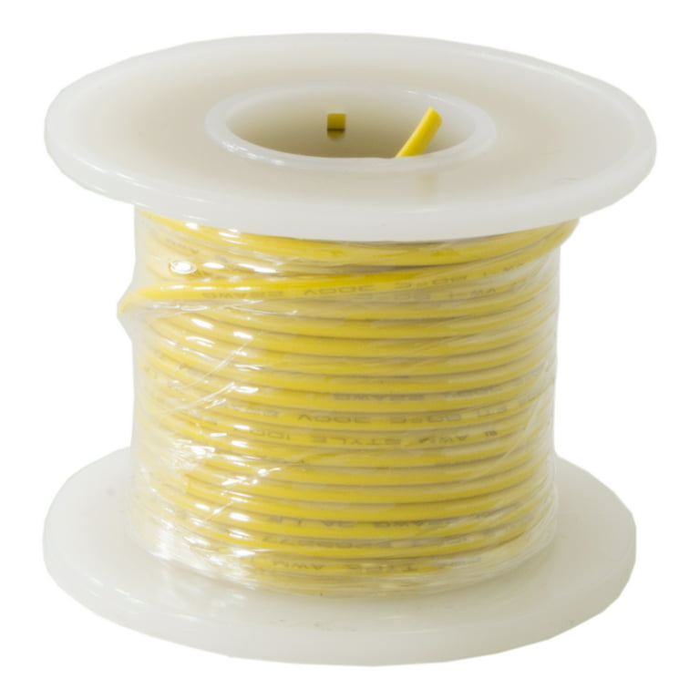 Hook Up Wire 22 Gauge Solid (25' / Yellow)