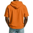 thumbnail image 3 of CIENVNSTG Moisture Wicking Shirts for Men Short Sleeve Casual Hoodies Sports Half Zip Drawstring Sweatshirts Loose Breathable Fitness Fashion Tops Saffron L, 3 of 7