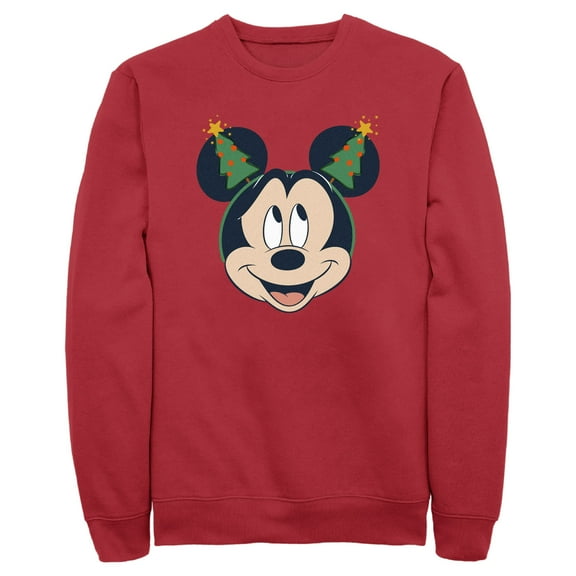 Men's Mickey & Friends Christmas Tree Ears Sweatshirt Red Small