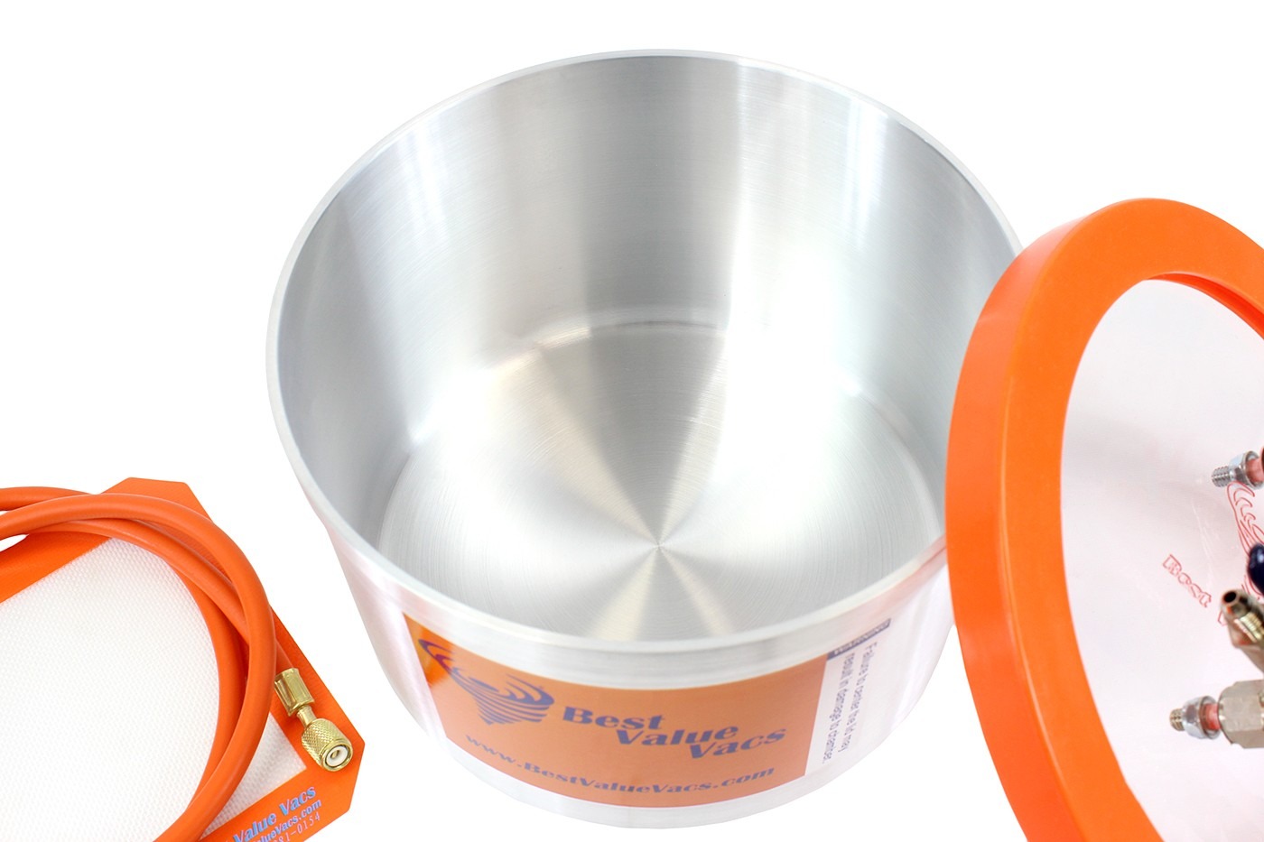 BVV Vacuum Chamber (2 Gallon) - High Strength & Durable Aluminum Vacuum Degassing Chamber Kit with Vacuum Pad, Gauge, HVAC Hose & Air Filter
