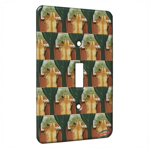 KuzmarK™ Single Gang Toggle Switch Wall Plate - Chinese Shar Pei at Window Dog Modern Art by Denise Every