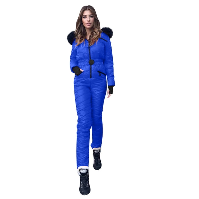 jsaierl Combinaisons de Ski une Pièce pour Femmes Combinaisons Imperméables Coupe-Vent à Capuche pour Planche à Neige