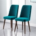 thumbnail image 3 of Ashcroft Ellen Chaise de Salle à Manger en Velours de Style Mi-Siècle Moderne, Turquoise (Ensemble de 2), 3 of 7