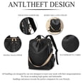 thumbnail image 5 of HONGLONG Leather Backpack Purse for Women, Fashion Ladies Waterproof Shoulder Travel Daypacks Bags Black, 5 of 8