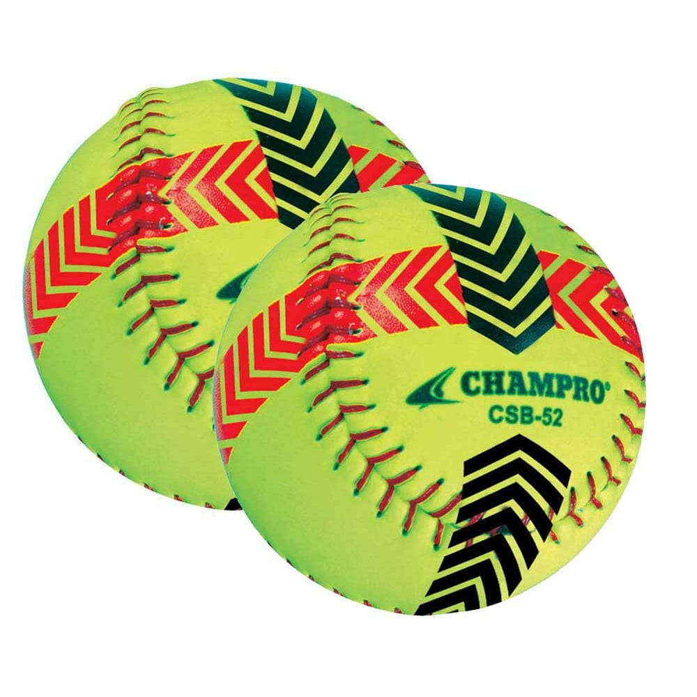 CHAMPRO SPORTS Striped Training Softball Set of 2 Balls Yellow