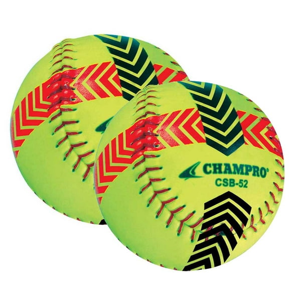 CHAMPRO SPORTS Striped Training Softball Set of 2 Balls Yellow