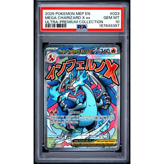 Collectible Graded 2025 Pokémon Mega Evolution Black Star Promos Mega Charizard X ex PSA 10 #023