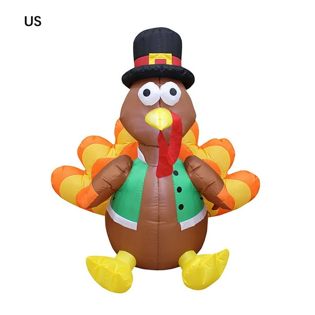 Pavo relleno de Acción de GraciasAdornos inflables luminosos para patio al aire libre-regulaciones de EE. UU. (Accesorios: ventilador*1+transformador*1 +lámpara*1+enchufe de tierra*4+cordón*2)