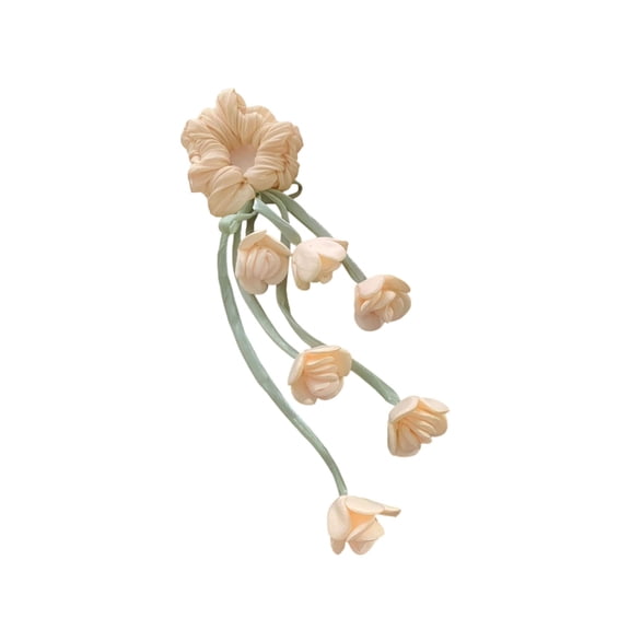 Floral Hair Headbands Hairs Rope Accessory Fringe Tassels Tulips Floral Scrunchie For Ponytails Braids