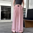 thumbnail image 2 of Otqutp Girls Casual Linen Pants High Waist Wide Leg Flowy Trousers Cute Pull On Jogger Sweatpants Trendy Beach Trousers Y2k Outfit, 2 of 8