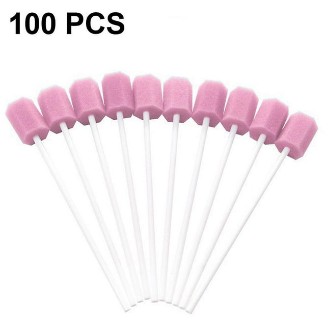 Jinsinto 100 Pcs Bâtonnets en Mousse Roses Idéaux pour les Procédures d'Hygiène Buccale