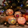 thumbnail image 5 of Set Of 4 Handmade Turkish Mosaic Glass Candle Light Holders Scented Candle Stands Polished Glass With Wick Fixers, 5 of 6