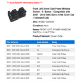 thumbnail image 2 of Front Left Driver Side Power Window Switch - 5- Button - Compatible with 2007 - 2013 GMC Sierra 1500 (Crew Cab / Extended Cab) 2008 2009 2010 2011 2012, 2 of 2