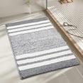 thumbnail image 6 of FEOLGEHLY Bath Mats for Bathroom Non Slip, Fluffy Absorbent Microfiber Bath mat Washable, Aesthetic Bathroom Rugs, Small Navy Blue Striped Bath Mat(Gray, 24" x 16"), 6 of 6