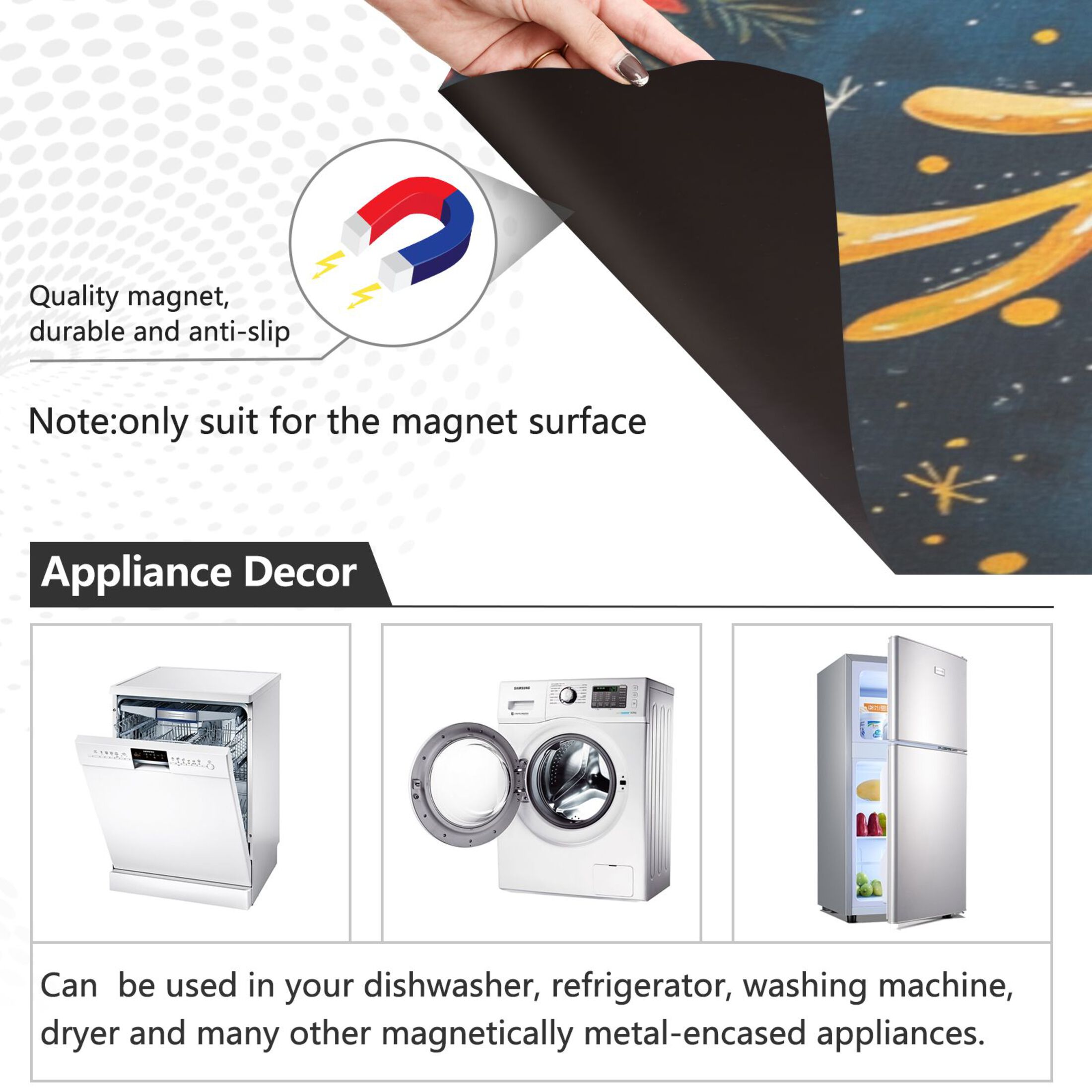 Dishwasher Magnetic Sticker 23x26 Inch Refrigerator Magnetic Sticker Washing Machine Magnetic Sticker Kitchen Panel Magnetic Sticker Home Decor Cute Smiling Christmas Deer