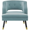 thumbnail image 5 of Contemporary Modern Urban Designer Living Room Lounge Club Lobby Accent Side Chair Armchair, Velvet Fabric, Light Blue, 5 of 7