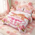 thumbnail image 3 of meiyoeat Ckawaii Highland Cattle Quilt Full,Pink Bow Floral Blossom Full Bedspread Sets For Girls,3pcs,1 Coverlet and 2 Pillowcases, 3 of 7