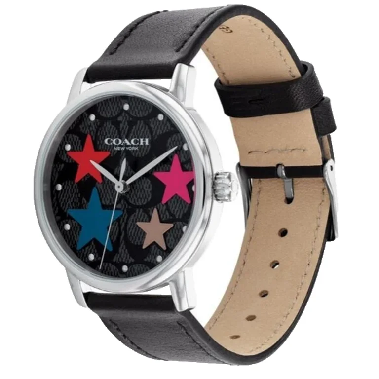 Coach Grand 14503847 Star Signature Black Dial Leather Strap 36MM