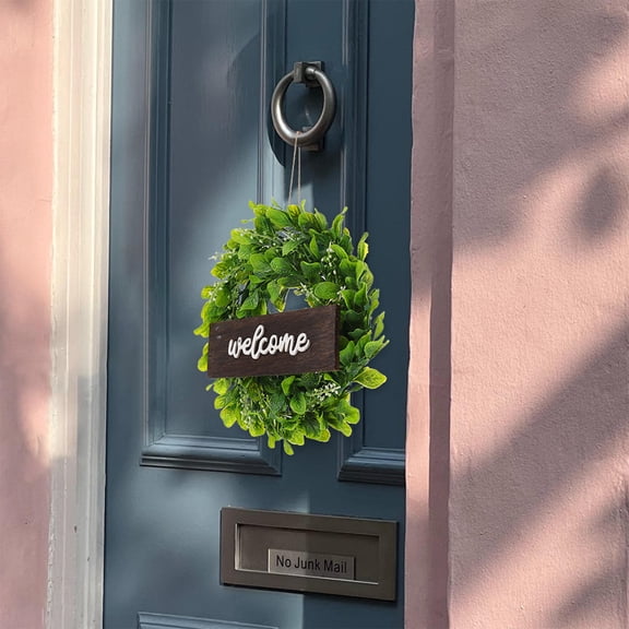 YUYUETIME 1 Set House Decoration Simulated Plants Wreath Green Plastic Hanging Decoration Daily Scene