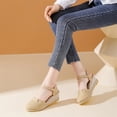 thumbnail image 4 of Xucatan Women's Canvas Espadrille Wedge Sandals, Round Toe Closed Toe Platform Shoes with Adjustable Ankle Strap, Rope Wrapped Chunky Sole Casual Summer Footwear, Versatile Solid Color Gift, 4 of 7