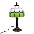 thumbnail image 2 of Geometric Tiffany Style Stained Glass Table Lamp, Retro Art Deco Dome Lamp, Antique Bronze Base, Soft Warm Light Decorative Bedside Lamp for Bedroom & Living Room(7.87*14.17 in)Green, 2 of 8