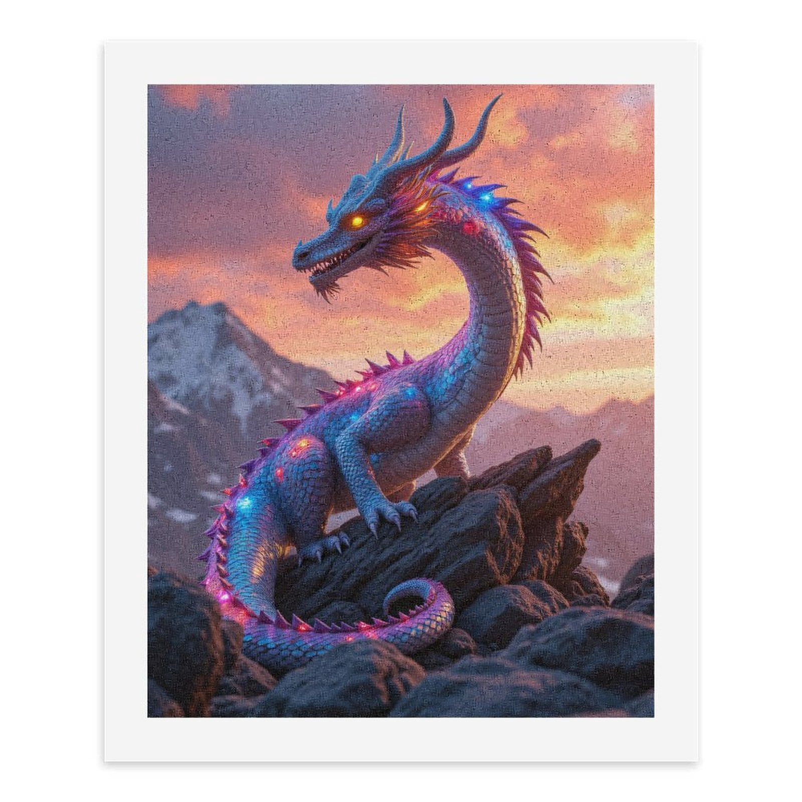 Paint by Numbers Kit for Adults, Blue Dragon Sunset Rocks Majesty Paint by Numbers, Easy Paint by Numbers Kit for Adults Beginner, DIY Adult Paint by Number Kits on Canvas, Home Decor