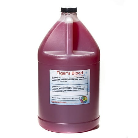 Tigers Blood Ready to Use Shaved Ice or Sno Cone Syrup Gallon (128 Fl