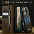 thumbnail image 2 of ELEHOLD Magnetic Detachable Wallet Case for iPhone 13, Shockproof Faux Leather Stand RFID Card Slots Detachable Mag-Safe Magnetic Case Cover,Removable Back Shell,Coffee, 2 of 12