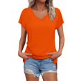 thumbnail image 2 of Orange Women's Short Sleeve T-shirt, Womens Summer Daily Casual V Neck Shirts Short Sleeve Tops Blouses Loose Fit Shirt,Women's Short sleeve T-shirt S, 2 of 5