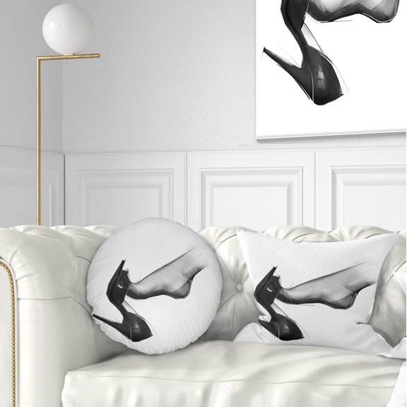 Designart Leg Wearing High Heel Shoe - Abstract Portrait Throw Pillow - 12x20