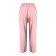 thumbnail image 5 of Lenpel Women's Cotton Linen Pants Elastic High Waisted Drawstring Straight Leg Trousers Business Casual Work Pants with Pockets, 5 of 5