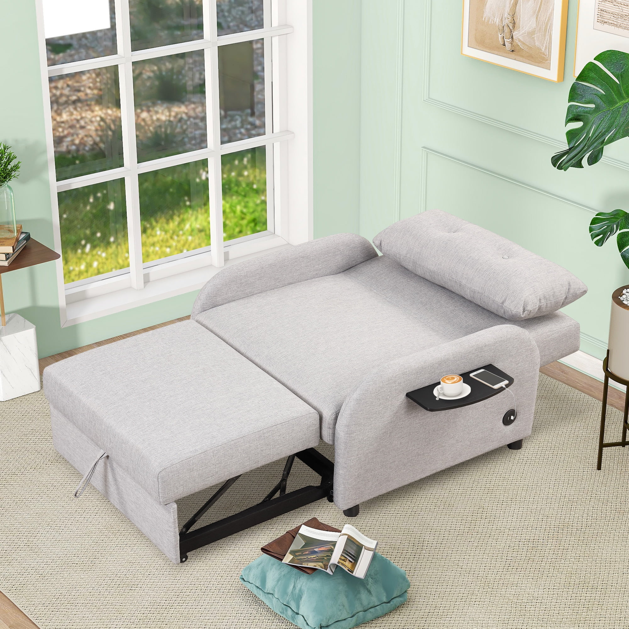 EUROCO 3-in-1 Sofa Bed Chair, 34.7"W Convertible Sleeper Chair Bed,Adjust Backrest Into a Sofa,Lounger Chair,Single Bed,Modern Chair Bed Sleeper for Adults