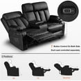 thumbnail image 6 of MCombo Faux Leather Power Loveseat Recliner w/ Console and Massage for Living Room Black Faux Leather 6095, 6 of 8