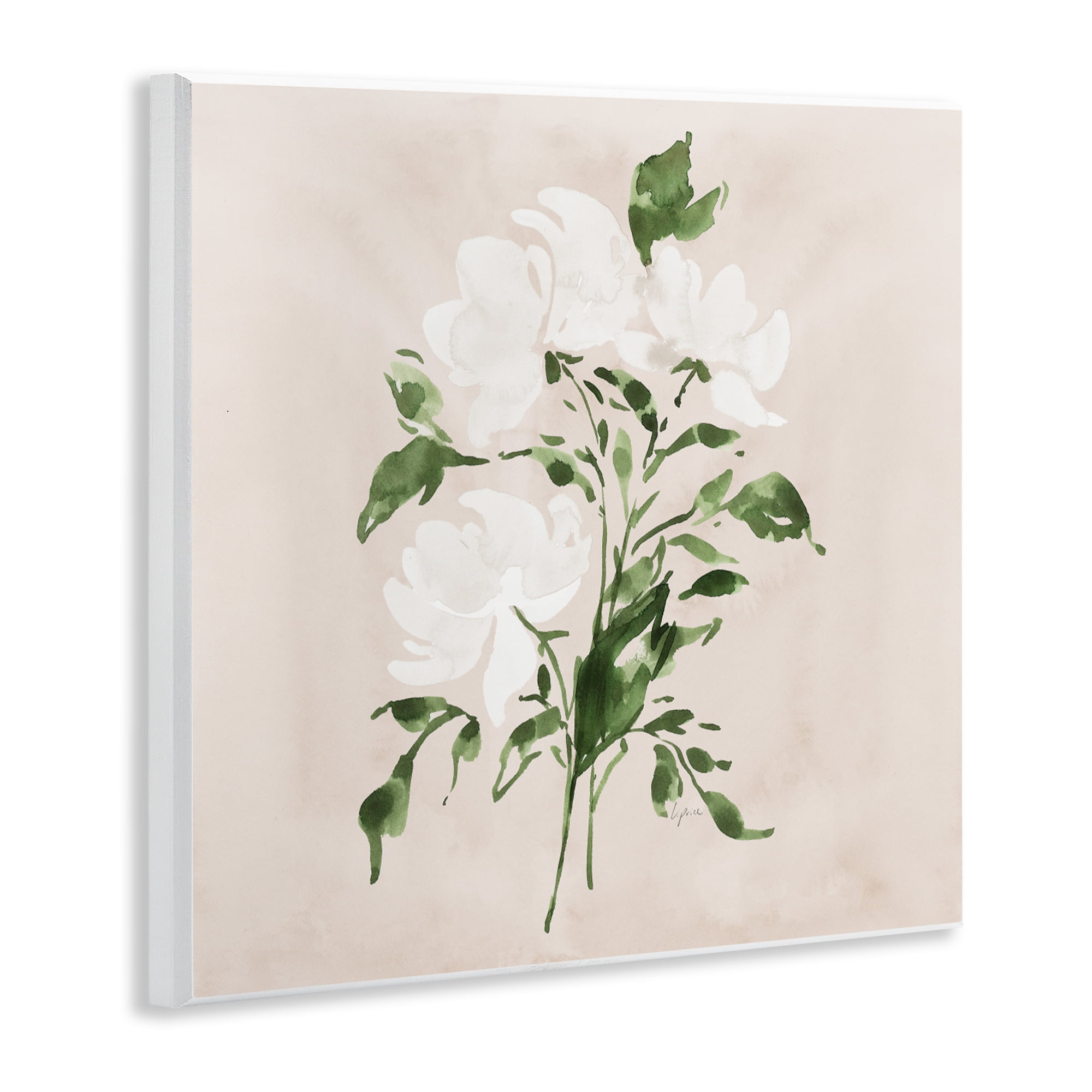 Stupell Industries White On Tan Blossom Wall Plaque Art, design by Lucille Price